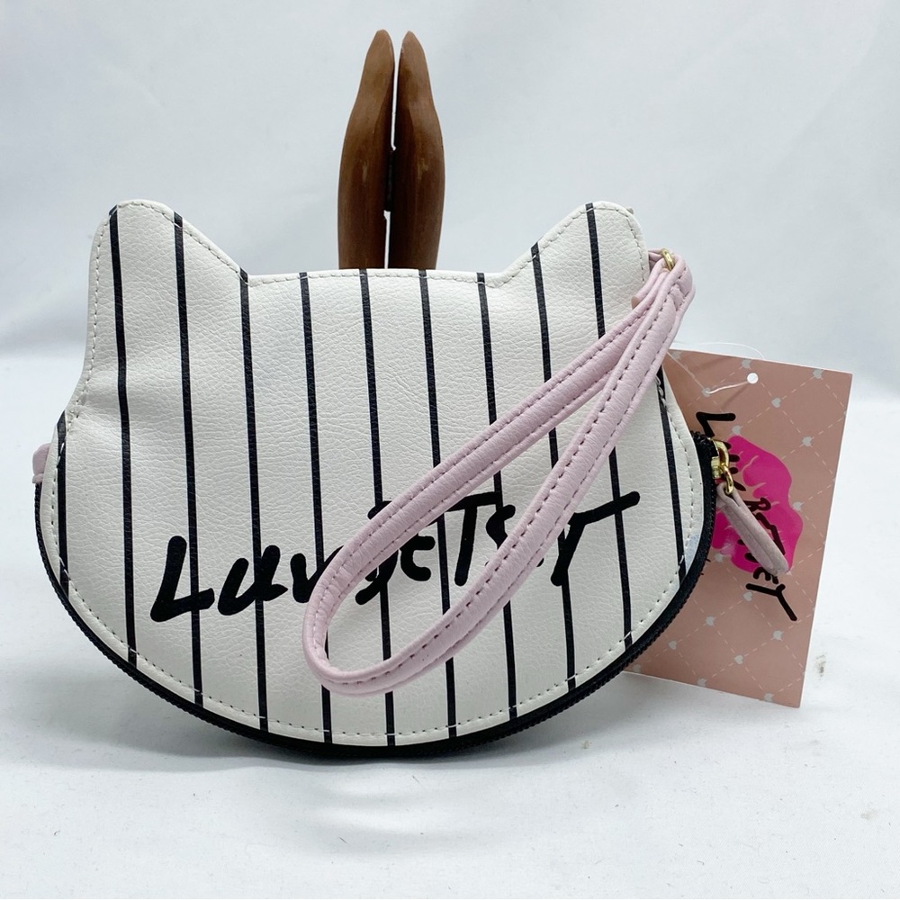 Betsey Johnson White Luv Kitty Cat Kitten Wristlet Wallet Coin Purse NEW NWT - Picture 2 of 6